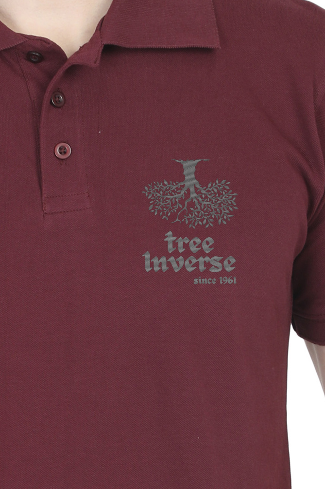 treeinverse Men's Polo T-Shirt Embroidery Logo