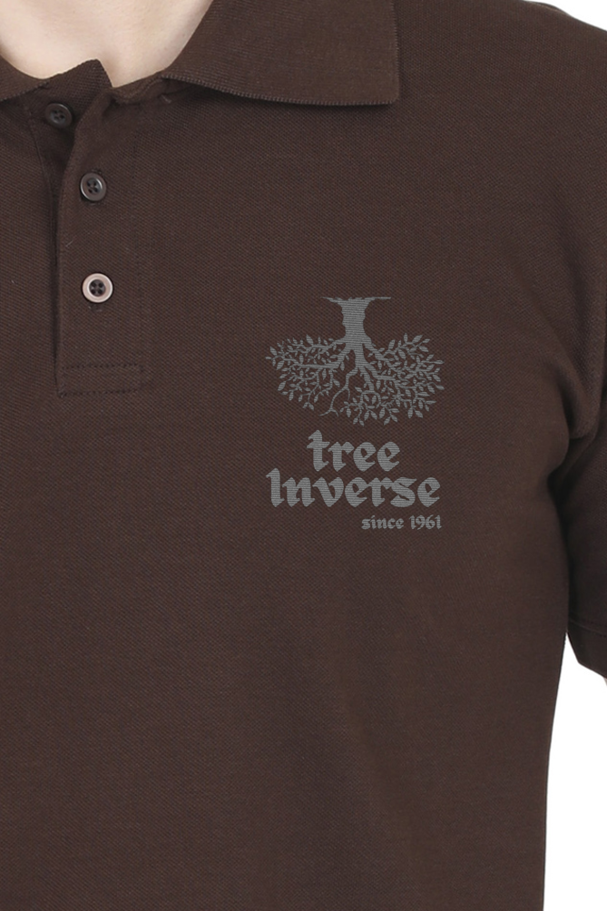 treeinverse Men's Polo T-Shirt Embroidery Logo