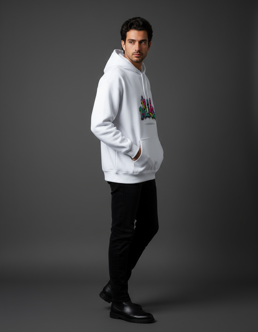 treeInverse Unisex white Oversized Hoodie