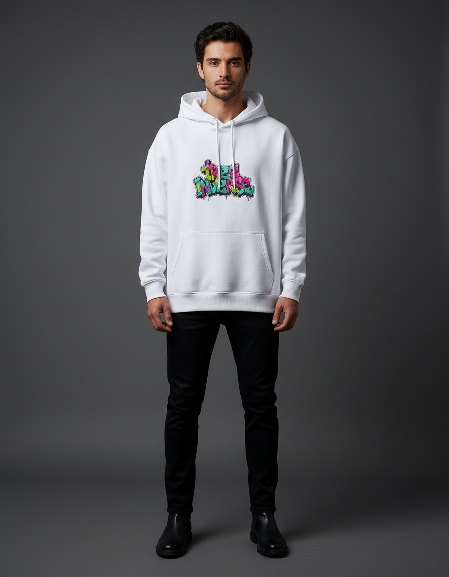 treeInverse Unisex white Oversized Hoodie