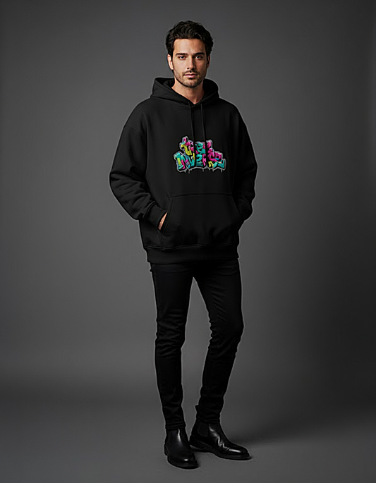 treeInverse Unisex Black Oversized Hoodie