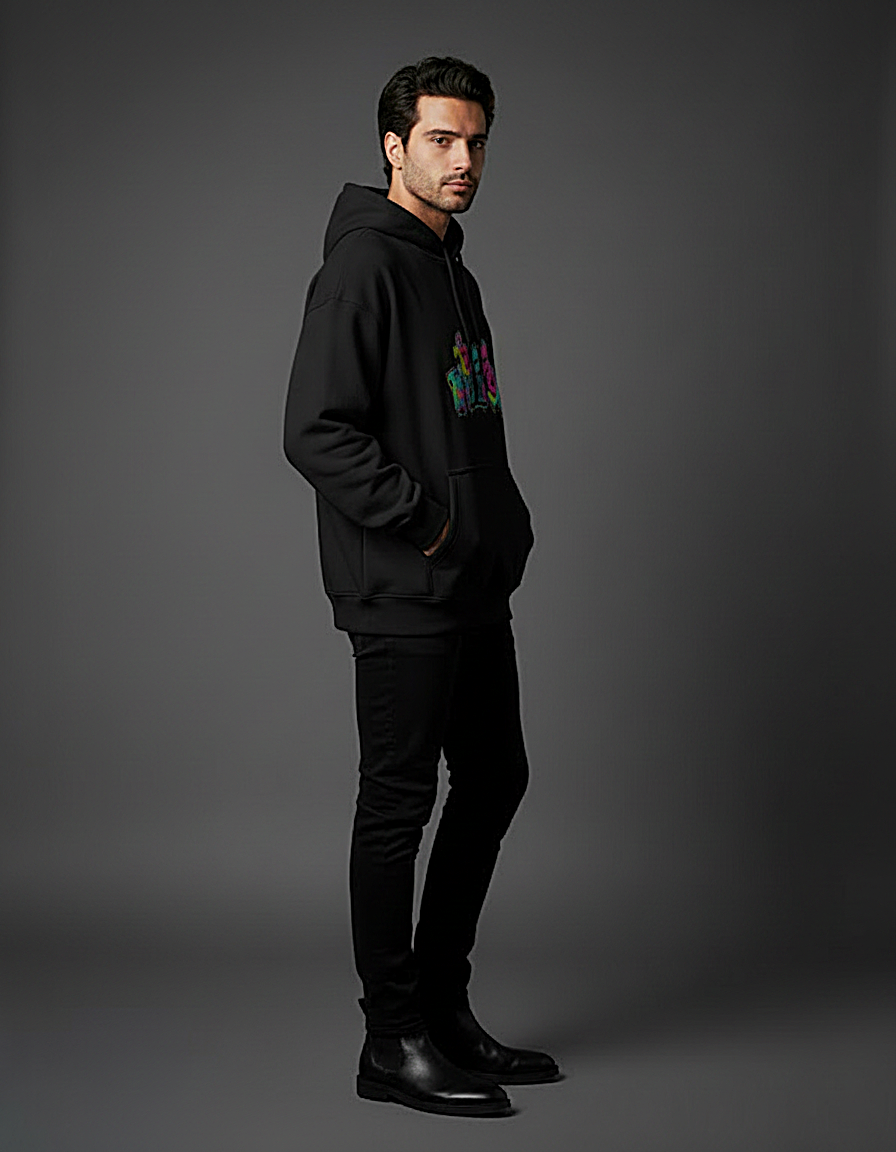treeInverse Unisex Black Oversized Hoodie