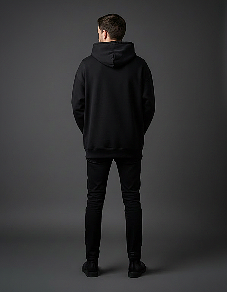 treeInverse Unisex Black Oversized Hoodie